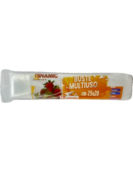 Dinamic 15 Buste Multiuso Con Zip Chiusura Ermetica - 25x20cm - Per Alimenti
